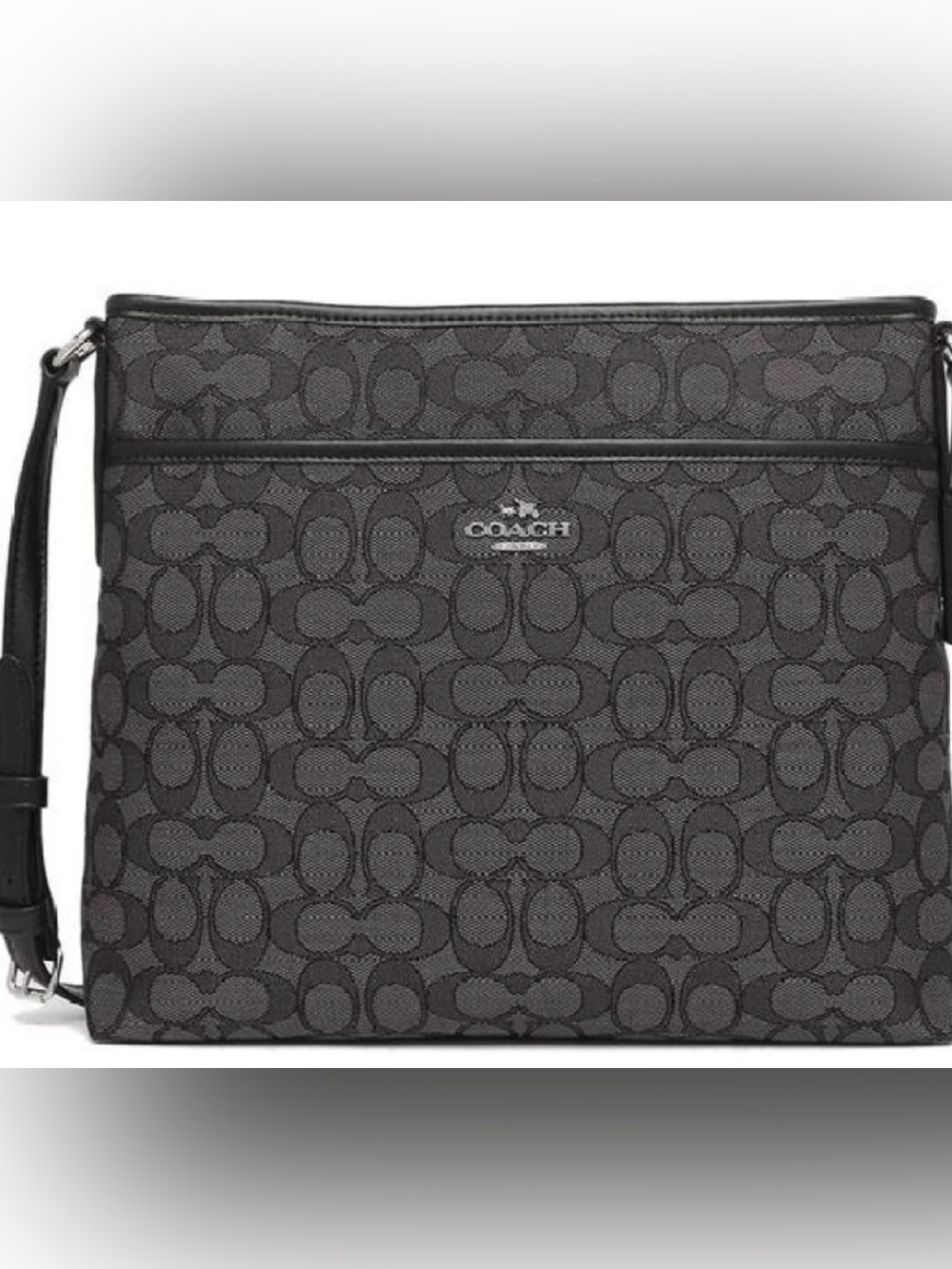 Coach Signature Canvas North South File Bag Crossbody – Black/Smoke F58285